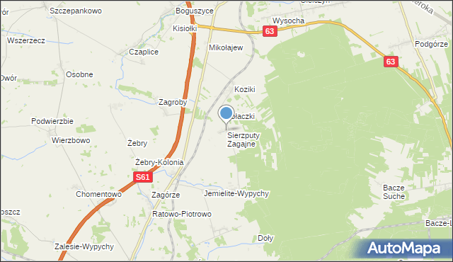 mapa Sierzputy Zagajne, Sierzputy Zagajne na mapie Targeo